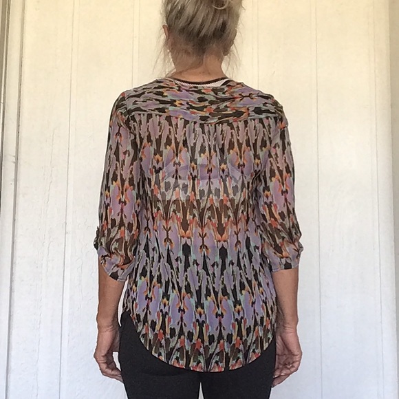 EXPRESS MULTI COLORED BLOUSE TOP XS - Picture 4 of 11